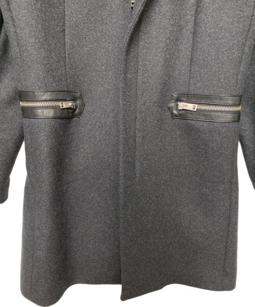 DIESEL（ディーゼル）DIESEL (ディーゼル) レザーコンビチェスターコート グレー サイズ:Mの古着・服飾アイテム