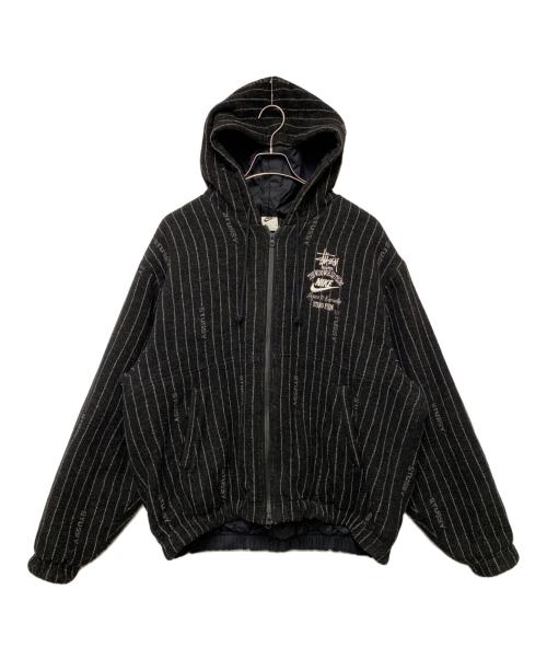 NIKE（ナイキ）NIKE (ナイキ) stussy (ステューシー) Striped Wool Jacket ブラック サイズ:XLの古着・服飾アイテム