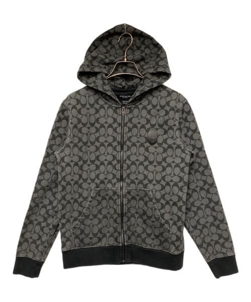 COACH（コーチ）COACH (コーチ) ジップパーカー グレー×ブラック サイズ:XSの古着・服飾アイテム