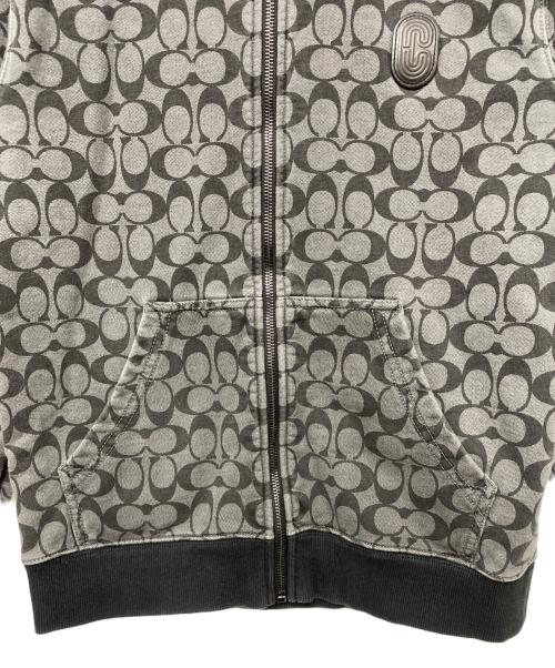 COACH（コーチ）COACH (コーチ) ジップパーカー グレー×ブラック サイズ:XSの古着・服飾アイテム