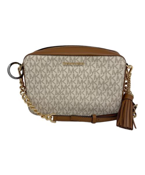 MICHAEL KORS（マイケル・コース）MICHAEL KORS (マイケル・コース) ショルダーバッグ ホワイト×ブラウンの古着・服飾アイテム