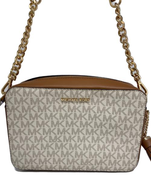 MICHAEL KORS（マイケル・コース）MICHAEL KORS (マイケル・コース) ショルダーバッグ ホワイト×ブラウンの古着・服飾アイテム