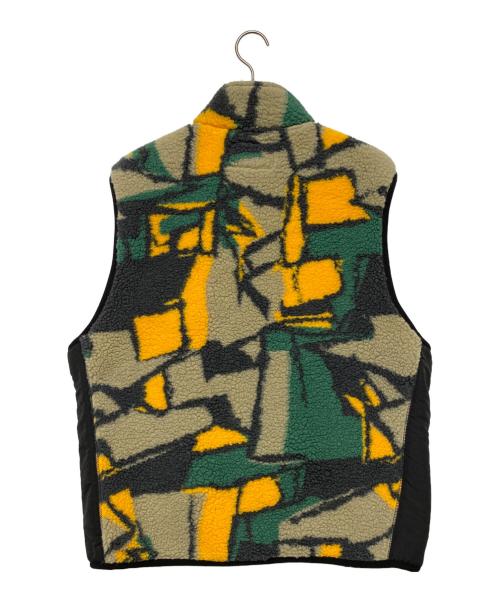 stussy（ステューシー）stussy (ステューシー) Block Sherpa Vest グリーン×ベージュ×イエロー サイズ:XLの古着・服飾アイテム