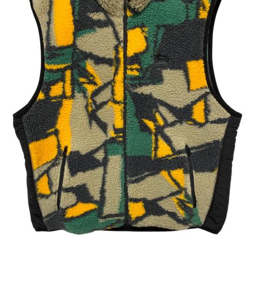 stussy（ステューシー）stussy (ステューシー) Block Sherpa Vest グリーン×ベージュ×イエロー サイズ:XLの古着・服飾アイテム