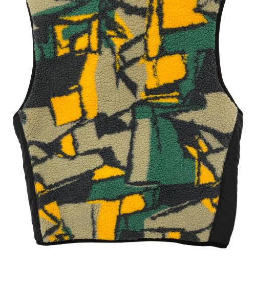 stussy（ステューシー）stussy (ステューシー) Block Sherpa Vest グリーン×ベージュ×イエロー サイズ:XLの古着・服飾アイテム