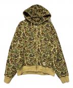 stussyステューシー）の古着「CAMO DOUBLE FACE ZIP HOODIE」｜グリーン×ベージュ
