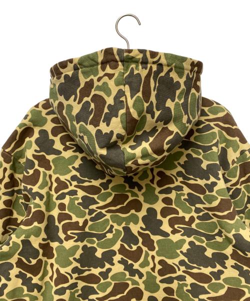 stussy（ステューシー）stussy (ステューシー) CAMO DOUBLE FACE ZIP HOODIE グリーン×ベージュ サイズ:XLの古着・服飾アイテム