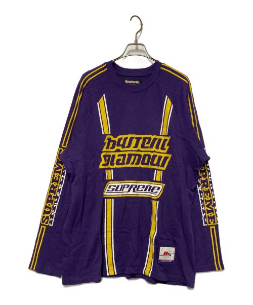 SUPREME（シュプリーム）SUPREME (シュプリーム) Hysteric Glamour (ヒステリックグラマー) Mesh L/S Top パープル×イエロー サイズ:XLの古着・服飾アイテム