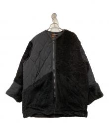 TOWN CRAFT（タウンクラフト）の古着「パッチワークキルティングミリタリージャケット」｜ブラック