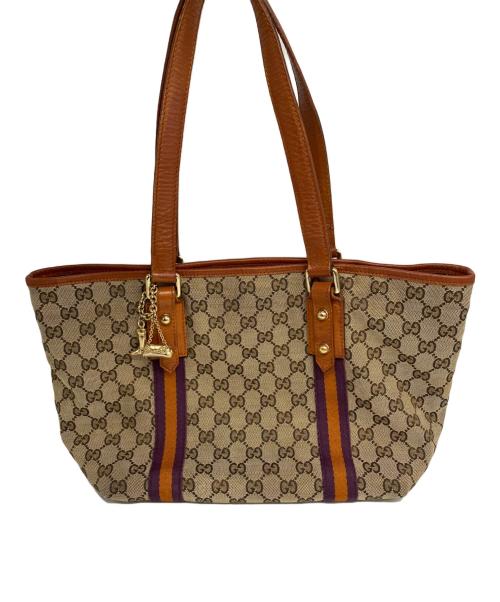 GUCCI（グッチ）GUCCI (グッチ) トートバッグ ベージュ×ブラウンの古着・服飾アイテム