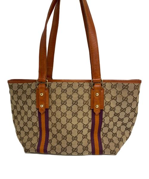 GUCCI（グッチ）GUCCI (グッチ) トートバッグ ベージュ×ブラウンの古着・服飾アイテム