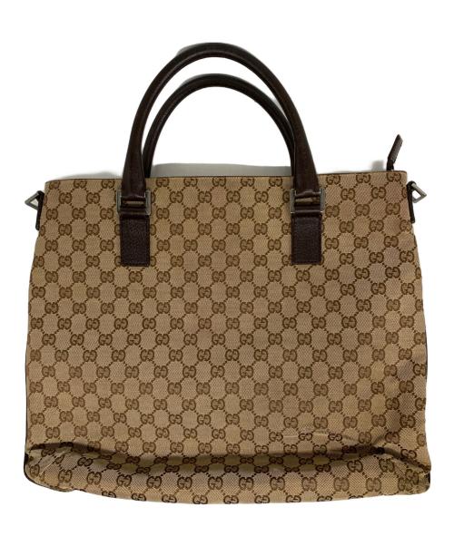 GUCCI（グッチ）GUCCI (グッチ) ハンドバッグ ベージュ×ブラウンの古着・服飾アイテム