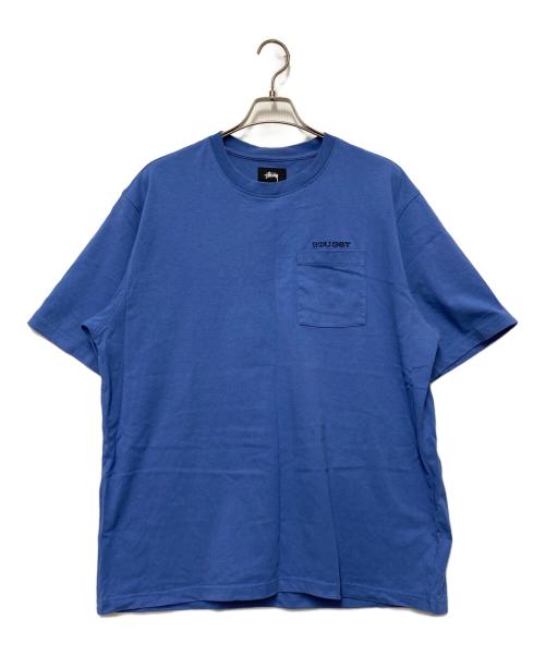 stussy（ステューシー）stussy (ステューシー) 刺繍ロゴポケットTシャツ ブルー サイズ:XLの古着・服飾アイテム