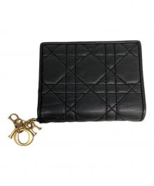 Christian Dior（クリスチャン ディオール）の古着「Lady Dior Gardenia ウォレット ミニ」｜ブラック