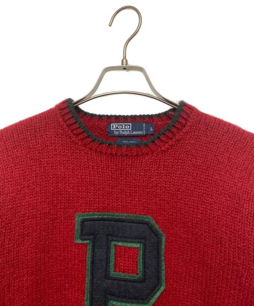 POLO RALPH LAUREN（ポロ・ラルフローレン）POLO RALPH LAUREN (ポロ・ラルフローレン) 厚手ニット レッド サイズ:Lの古着・服飾アイテム