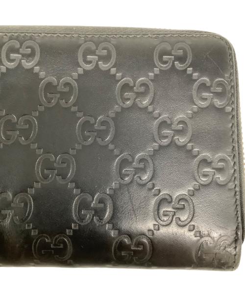 GUCCI（グッチ）GUCCI (グッチ) ラウンドファスナー財布 ブラックの古着・服飾アイテム