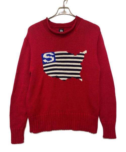 stussy（ステューシー）stussy (ステューシー) 厚手ニット レッド サイズ:Mの古着・服飾アイテム