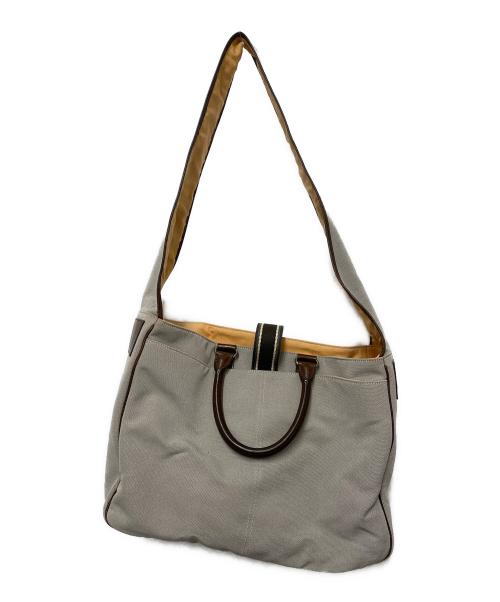 HUNTING WORLD（ハンティングワールド）HUNTING WORLD (ハンティングワールド) 2WAYビジネストートバッグ グレー×ブラウンの古着・服飾アイテム