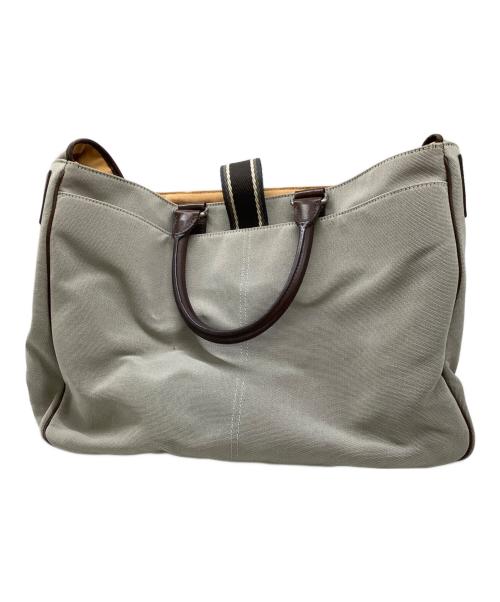 HUNTING WORLD（ハンティングワールド）HUNTING WORLD (ハンティングワールド) 2WAYビジネストートバッグ グレー×ブラウンの古着・服飾アイテム