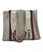 Chloeクロエ）の古着「キャンバストートバッグ　ウッディ ミディアム」｜ベージュ×ブラウン