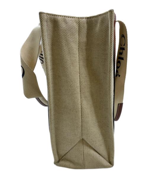 Chloe（クロエ）Chloe (クロエ) キャンバストートバッグ　ウッディ ミディアム ベージュ×ブラウンの古着・服飾アイテム