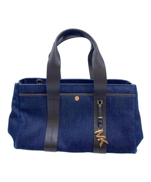 MICHAEL KORS（マイケル・コース）MICHAEL KORS (マイケル・コース) ハンドバッグ インディゴ×ブラウンの古着・服飾アイテム