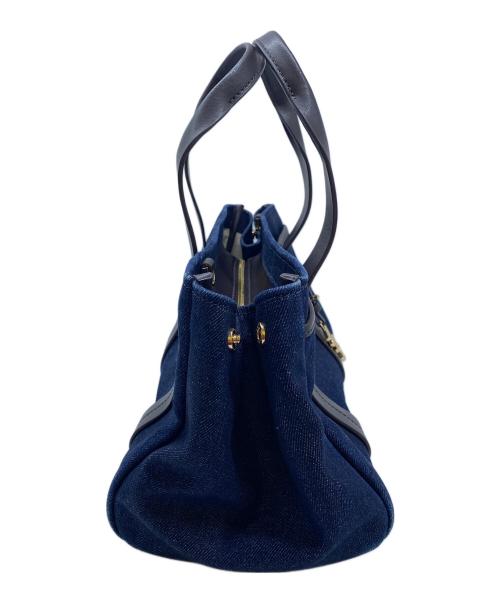 MICHAEL KORS（マイケル・コース）MICHAEL KORS (マイケル・コース) ハンドバッグ インディゴ×ブラウンの古着・服飾アイテム