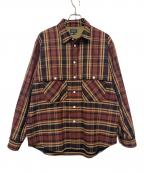 WOOLRICHウールリッチ）の古着「シャツジャケット」｜エンジ×ブラウン