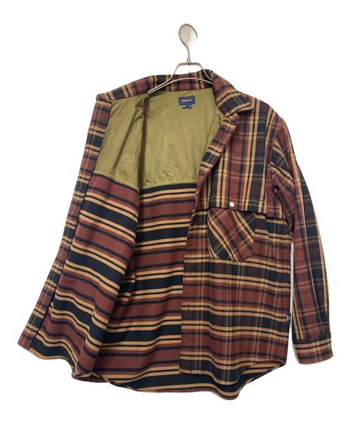 WOOLRICH（ウールリッチ）WOOLRICH (ウールリッチ) シャツジャケット エンジ×ブラウン サイズ:Lの古着・服飾アイテム