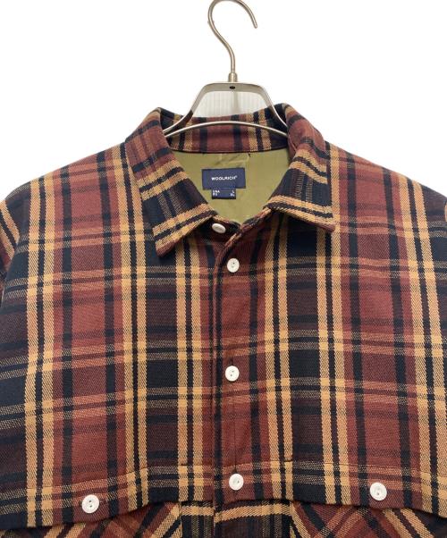 WOOLRICH（ウールリッチ）WOOLRICH (ウールリッチ) シャツジャケット エンジ×ブラウン サイズ:Lの古着・服飾アイテム