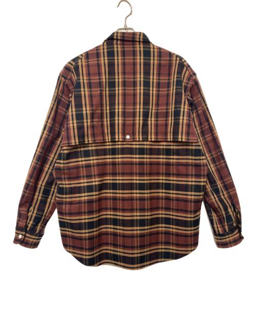 WOOLRICH（ウールリッチ）WOOLRICH (ウールリッチ) シャツジャケット エンジ×ブラウン サイズ:Lの古着・服飾アイテム