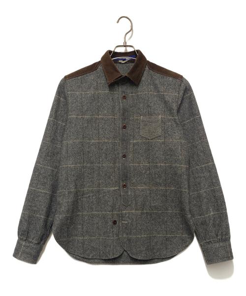 JUNYA WATANABE（ジュンヤワタナベ）JUNYA WATANABE (ジュンヤワタナベ) COMME des GARCONS (コムデギャルソン) 長袖シャツ グレー×ブラウン サイズ:Sの古着・服飾アイテム