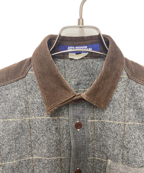 JUNYA WATANABE（ジュンヤワタナベ）JUNYA WATANABE (ジュンヤワタナベ) COMME des GARCONS (コムデギャルソン) 長袖シャツ グレー×ブラウン サイズ:Sの古着・服飾アイテム