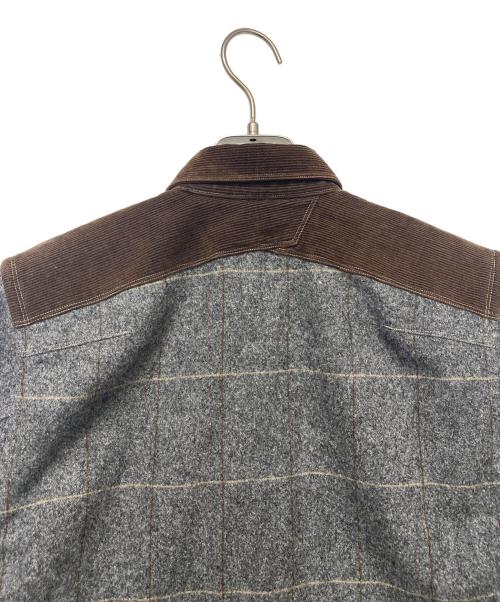 JUNYA WATANABE（ジュンヤワタナベ）JUNYA WATANABE (ジュンヤワタナベ) COMME des GARCONS (コムデギャルソン) 長袖シャツ グレー×ブラウン サイズ:Sの古着・服飾アイテム
