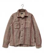 stussyステューシー）の古着「Stripe Sherpa Shirt」｜ピンク