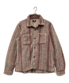 stussy（ステューシー）の古着「Stripe Sherpa Shirt」｜ピンク