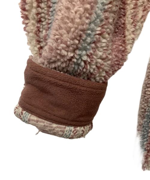 stussy（ステューシー）stussy (ステューシー) Stripe Sherpa Shirt ピンク サイズ:Mの古着・服飾アイテム