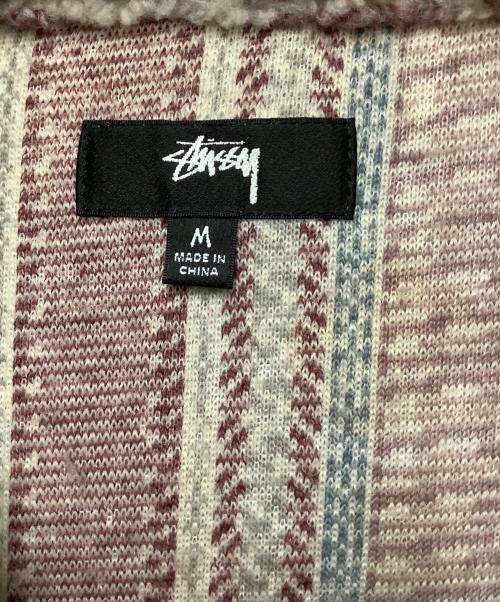 stussy（ステューシー）stussy (ステューシー) Stripe Sherpa Shirt ピンク サイズ:Mの古着・服飾アイテム