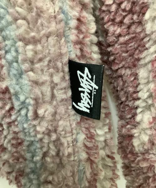 stussy（ステューシー）stussy (ステューシー) Stripe Sherpa Shirt ピンク サイズ:Mの古着・服飾アイテム