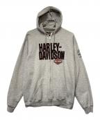 HARLEY-DAVIDSONハーレーダビッドソン）の古着「刺繍ジップパーカー」｜グレー