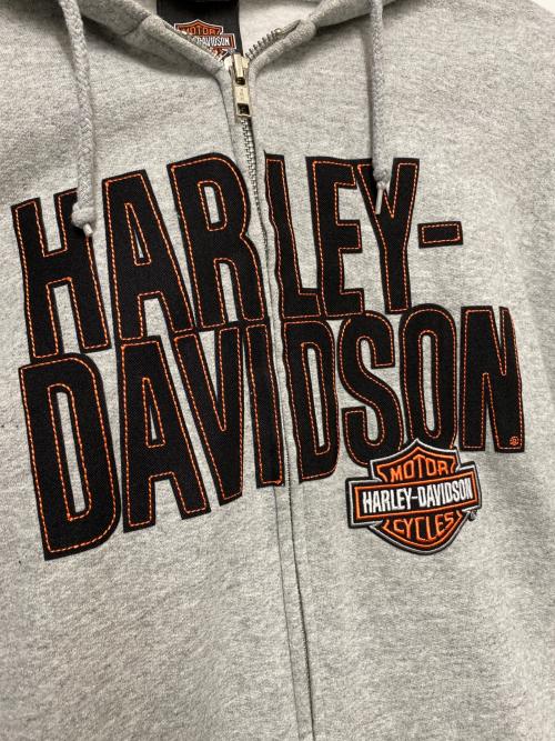 HARLEY-DAVIDSON（ハーレーダビッドソン）HARLEY-DAVIDSON (ハーレーダビッドソン) 刺繍ジップパーカー グレー サイズ:Mの古着・服飾アイテム