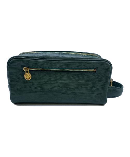 VERSACE（ヴェルサーチェ）VERSACE (ヴェルサーチェ) ダブルファスナーポーチ グリーンの古着・服飾アイテム