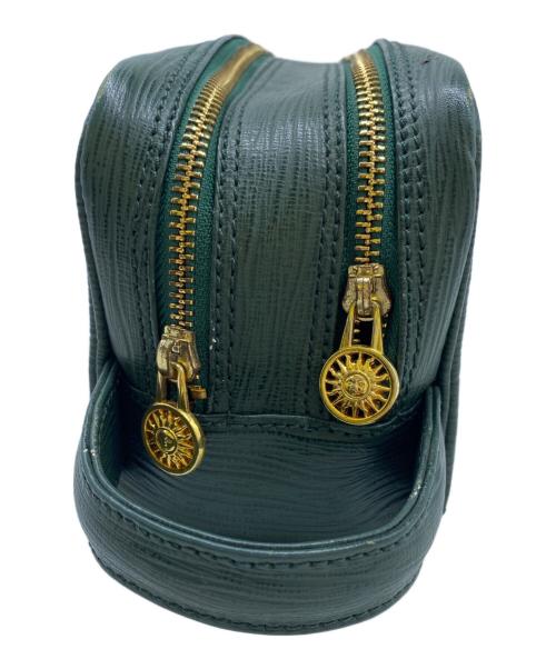 VERSACE（ヴェルサーチェ）VERSACE (ヴェルサーチェ) ダブルファスナーポーチ グリーンの古着・服飾アイテム