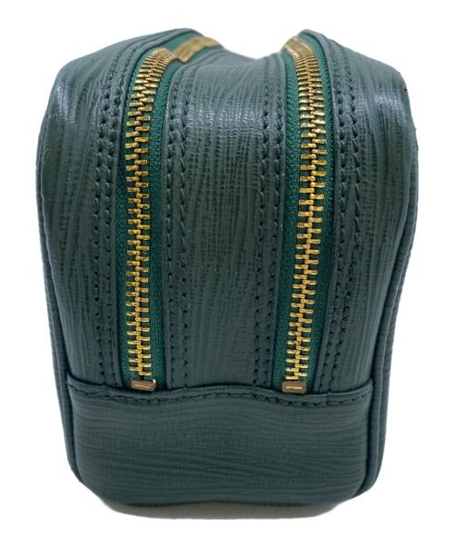 VERSACE（ヴェルサーチェ）VERSACE (ヴェルサーチェ) ダブルファスナーポーチ グリーンの古着・服飾アイテム