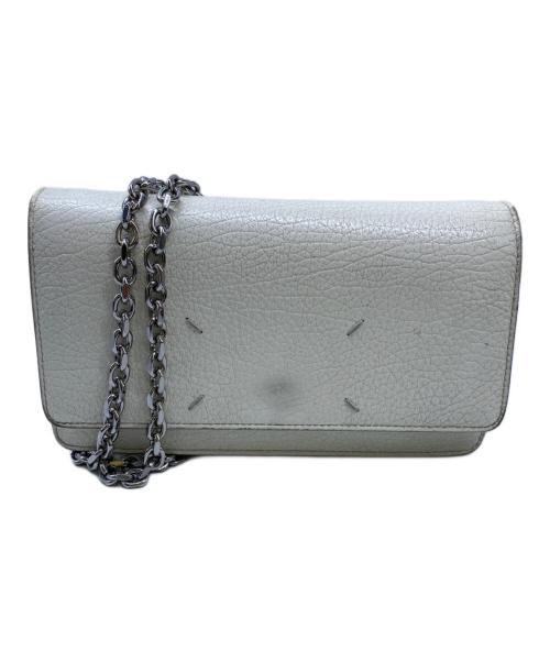 Maison Margiela（メゾンマルジェラ）Maison Margiela (メゾンマルジェラ) 4ステッチレザーチェーンウォレットショルダーバッグ ホワイトの古着・服飾アイテム