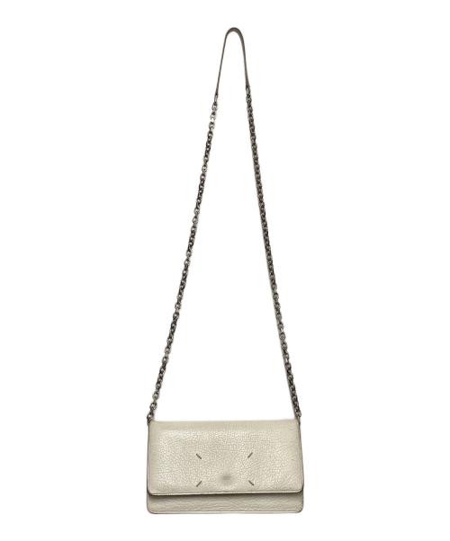 Maison Margiela（メゾンマルジェラ）Maison Margiela (メゾンマルジェラ) 4ステッチレザーチェーンウォレットショルダーバッグ ホワイトの古着・服飾アイテム