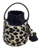 Kate Spadeケイトスペード）の古着「バターカップ レオパード ヘアカーフ スモールバケットバッグ」｜ブラック×ホワイト