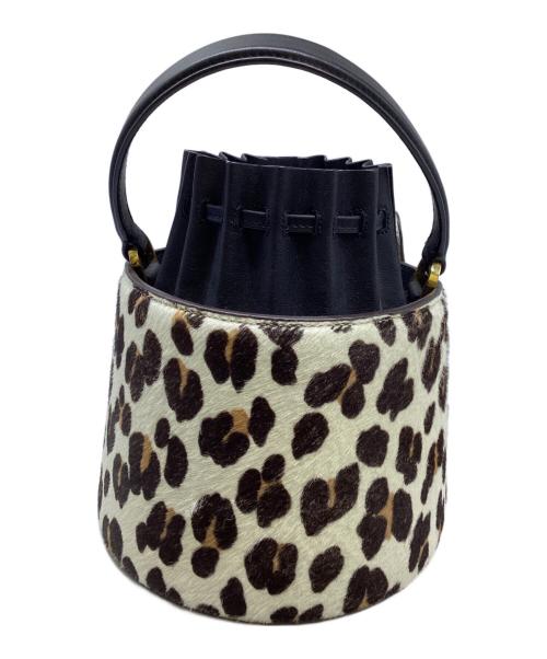 Kate Spade（ケイトスペード）Kate Spade (ケイトスペード) バターカップ レオパード ヘアカーフ スモールバケットバッグ ブラック×ホワイトの古着・服飾アイテム
