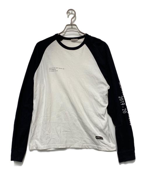 MONCLER（モンクレール）MONCLER (モンクレール) FRAGMENT DESIGN (フラグメントデザイン) ラグランカットソー ブラック×ホワイト サイズ:Lの古着・服飾アイテム