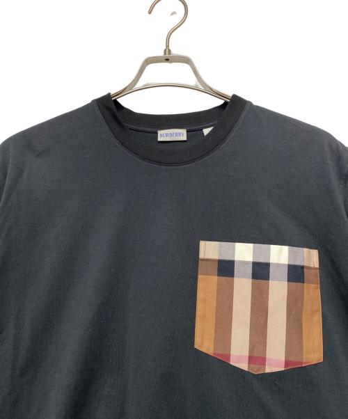 BURBERRY（バーバリー）BURBERRY (バーバリー) チェックポケットコットンTシャツ ブラック サイズ:Lの古着・服飾アイテム